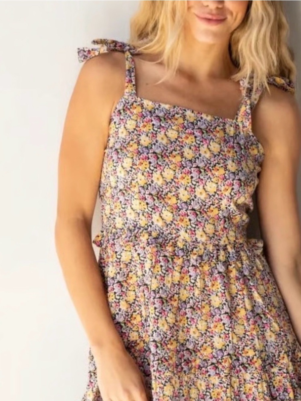 NWT Natural Life Grace Mini Dress Floral Tie Strap Size Medium